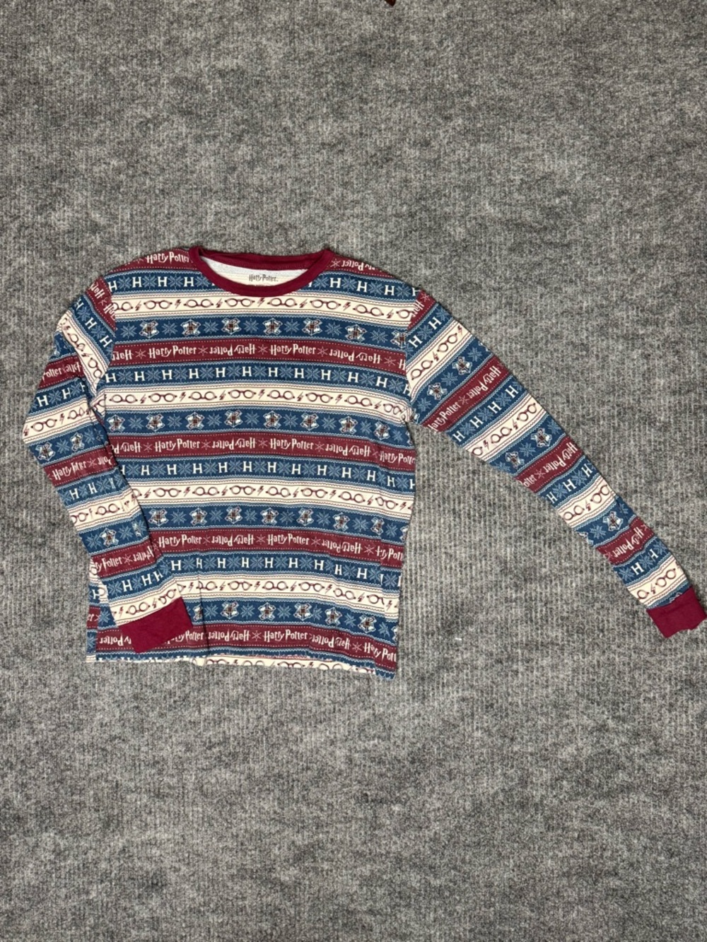 Harry Potter Women's Shirt Blouse M BLUE/BURGUNDY Long Sleeve Top Stripes